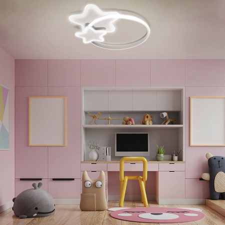 Lampa sufitowa dziecięca białe gwiazdki 60W LED sterowana pilotem