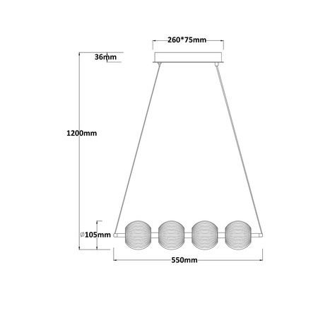 Light prestige Brillant 4 linia wisząca złota LP-3303/4L GD