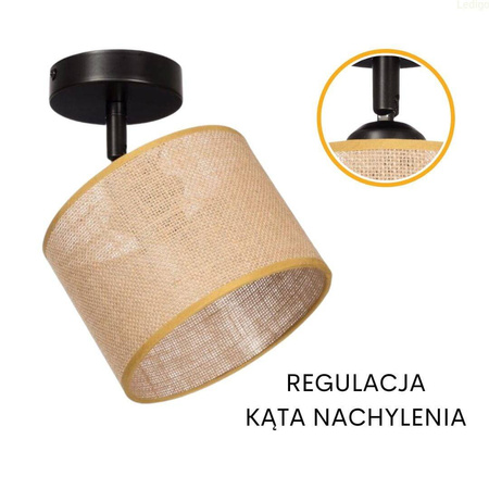 Kinkiet metalowy regulowany juta abażur Natural boho 1xE27