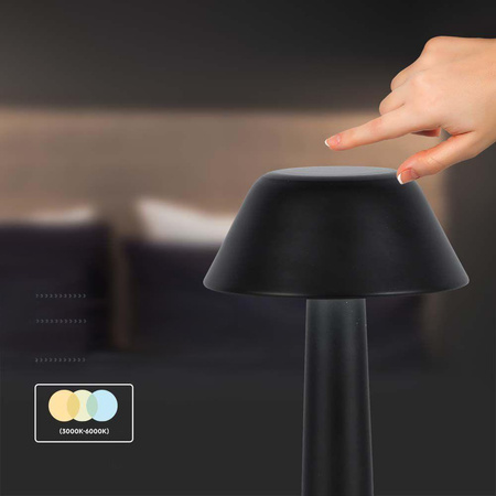 Lampka Biurkowa Nocna V-TAC 2W LED 23cm Ładowanie USB CCT Ściemnianie Czarna 