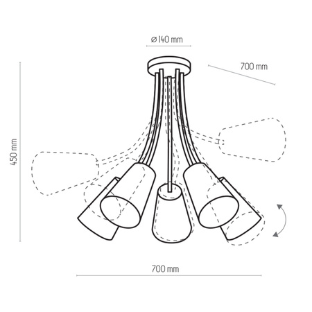 Tk Lighting WIRE KIDS lampa sufitowa 5xE27