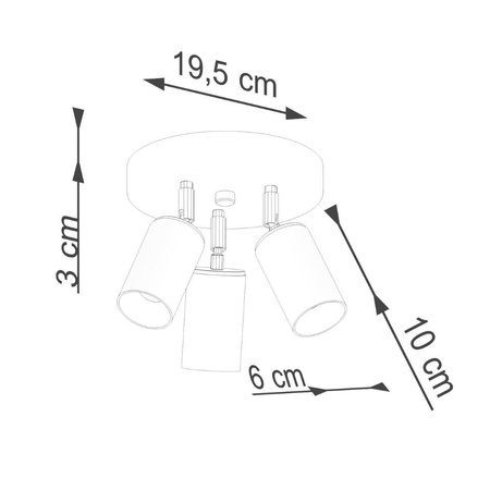 Plafon WINX 3P czarny/złoty