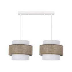 Juta lampa wisząca biały 2x40w e27 abażur biały+beżowy