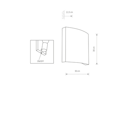 Nowodvorski Kinkiet z włącznikiem szary BORDE