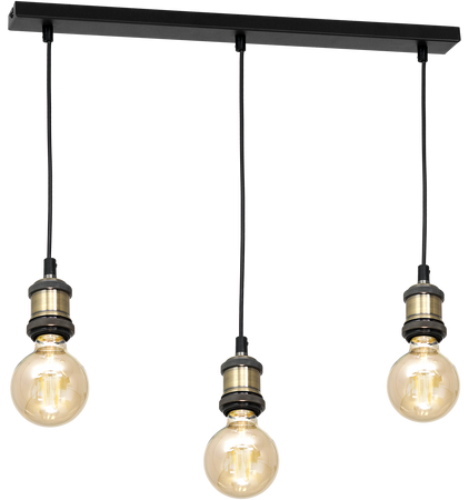 Lampa wisząca EDISON CZARNY/MOSIĄDZ 3xE27