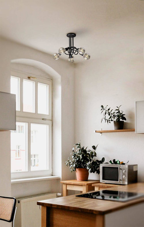 Pięcioramienna, loftowa lampa sufitowa bez kloszy K-3621 z serii DEZE