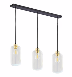 Lampa wisząca Szklana  3 x E27 listwa Marco Transparent złoty
