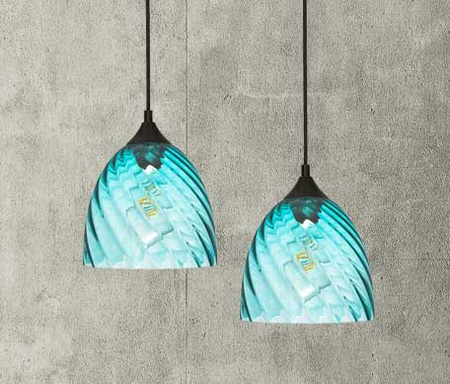 Lampa wisząca szklana niebieska kopuła VELA