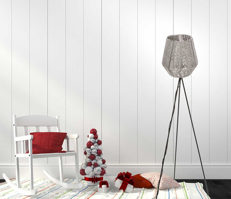 Lampa podłogowa NEPTUN trójnóg klosz pleciony zebra
