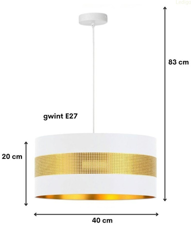 Lampa wisząca z abażurem ażurowa ORO Deluxe biało złota 40cm