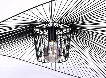 Druciany, czarny żyrandol do eleganckiego biura KP-21 z serii KAPELUSZ