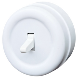 Włącznik pojedynczy krzyżowy natynkowy  biały Loftica Art