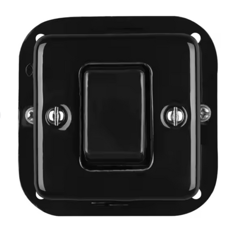 Włącznik ceramiczny podtynkowy krzyżowy kwadrat czarny  bez ramki