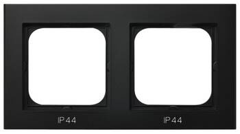 Ramka podwójna do łączników IP-44 Sonata Ospel Czarny Metalik
