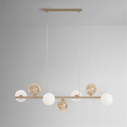 Lampa wisząca kule mleczne bursztynowe 7xG9 K-5847 z seri LEMO