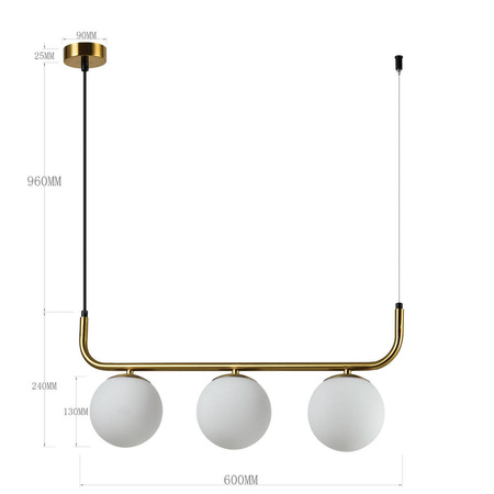Light prestige Alisa wisząca 3 linia złota LP-005/3L GD