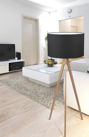 Lampa podłogowa drewniana Trójnóg szara Treviso