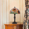 Lampa stołowa wyjątkowym, witrażowym kloszem K-G12814 z serii SUNFLOWER