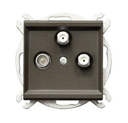 Gniazdo RTV-SAT z dwoma wyjściami SAT Ospel Sonata Czekoladowy Metalick