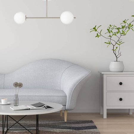 Lampa sufitowa Milano chrom mat podwójna 2xE14 mleczne kule