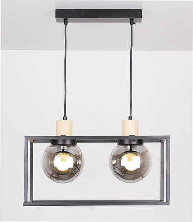 Lampa wisząca czarna metalowa dymiona 2xE27 Retro 2 32-00750