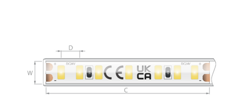 Taśma LED hermetyczna KWP-5K27-0450-24 ciepła 2700K ultracienka 7mm 4,5W/m 24V