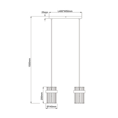 Light prestige Vetro 2 linia wisząca chrom LP-2910/2L CH