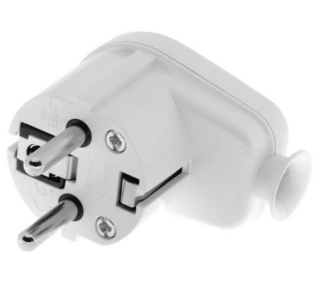 Wtyczka kątowa rozbieralna schuko 16A biała