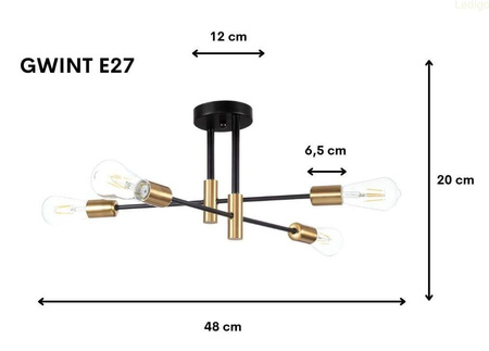 Lampa sufitowa MULTI PATYCZAK czarna 4xE27 PRO