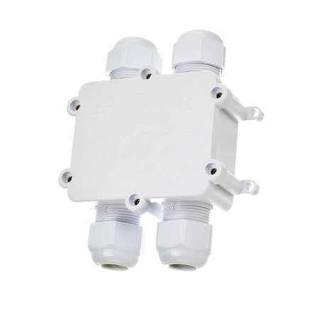 Puszka Złączka Mufa Hermetyczna 4x 4Pin Średnica kabla 8-12mm IP68 biała