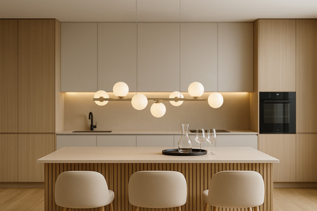 Lampa wisząca szklane mleczne kule 7xG9 K-5842 z serii ARDI beżowa