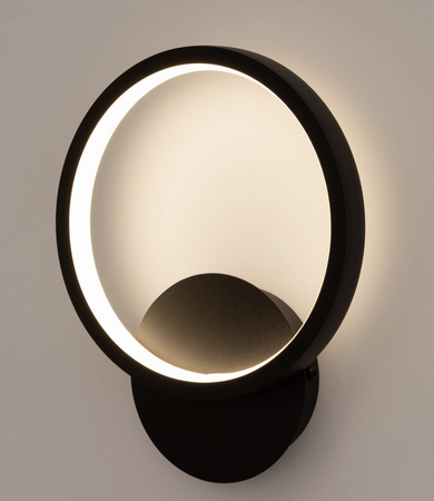 Nowoczesny kinkiet Lumino czarny okrąg modern LED 12W 4000K