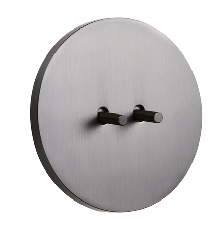 Włącznik podtynkowy okrągły metalowy podwójny / schodowy TOGGLICA ROUND 4U grafit szczotkowany