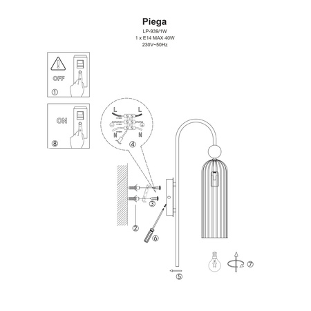 Lampa wisząca Piega 1xE14 dymna złota