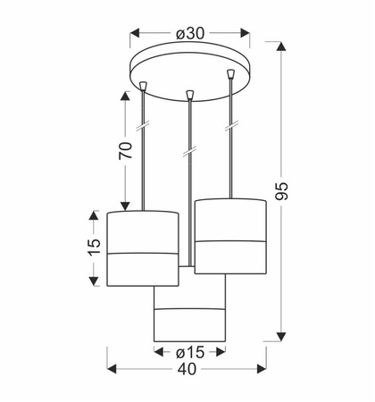 Bianco lampa wisząca biały talerz 3x40W E27 