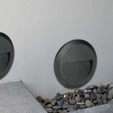 Oprawa Schodowa 2W LED V-TAC Czarna Okrągła 230V IP65 VT-1142 3000K 80lm