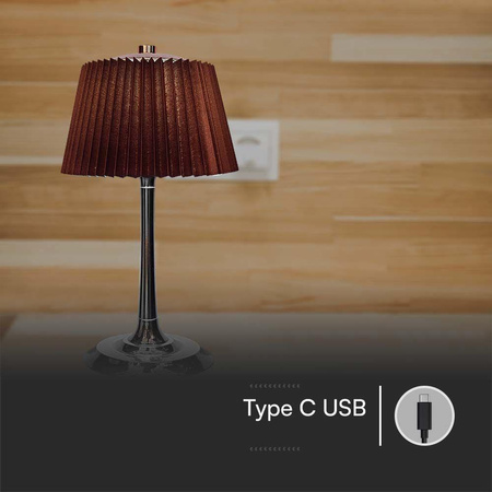 Lampka Biurkowa Nocna V-TAC 1,5W LED 28cm Ładowanie USB Ściemnianie Brąz 