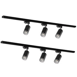 Zestaw szynowy PARIS Czarny 6xGU10 reflektor, 2 szyny 1m, łacznik kątowy i prosty