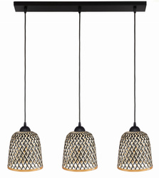 Lampa wisząca 3xE27 potrójna listwa czarna