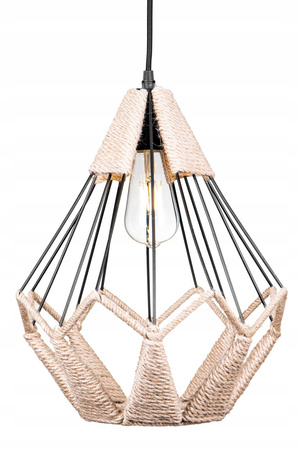 Lampa wisząca Boho metalowa Diament przeplatana sznurem 