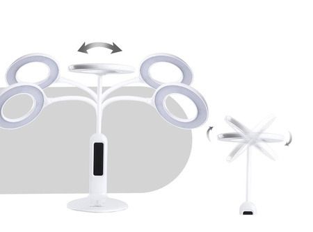 Lampka biurkowa led 7W biała na biurko zegar termometr kalendarz