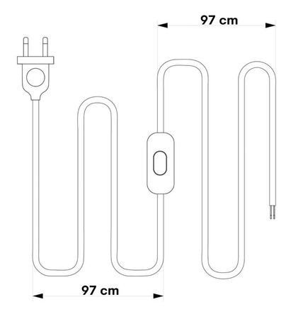Przewód w oplocie kabel z wtyczką 2m czarny
