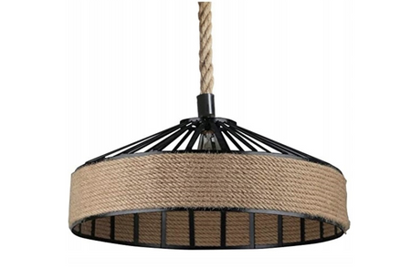 Lampa wisząca Boho metalowa z liną jutową 50cm