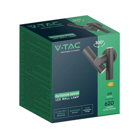 Kinkiet Ścienny V-TAC 6W LED IP44 Czarny VT-1186 3000K 620lm