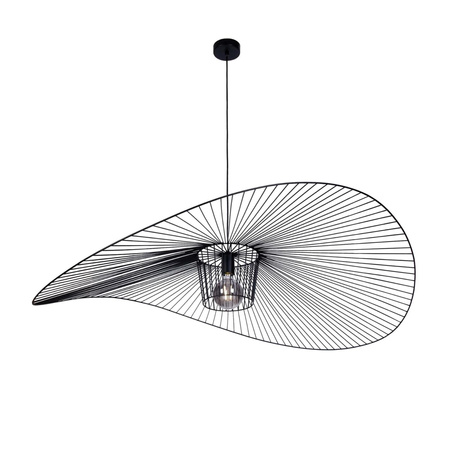 Druciany, czarny żyrandol do eleganckiego biura KP-21 z serii KAPELUSZ