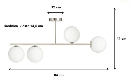 Lampa sufitowa Milano srebrna 4xE14 mleczne kule