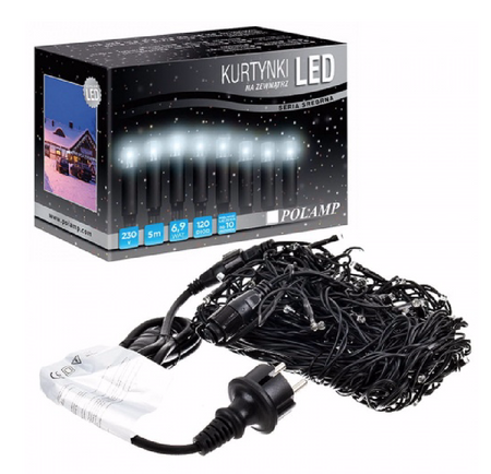 Kurtynka świetlna 120 LED SOPLE biała zimna IP44 5mb 