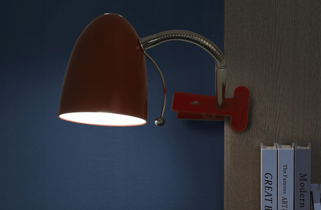 Lampka biurkowa zaciskowa czerwona E27 z klipsem