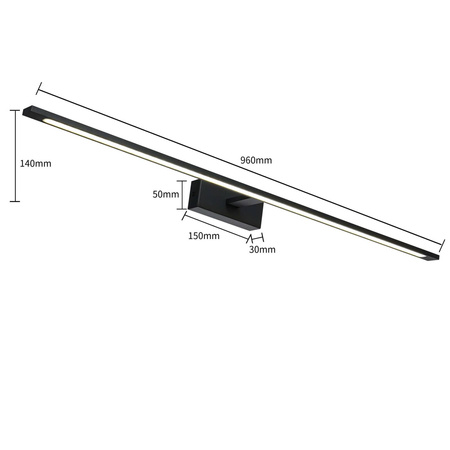 Isla kinkiet czarny XXL z IP44 GS-LWB-32W BK