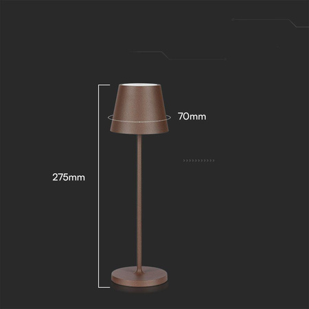 Lampka Biurkowa Nocna V-TAC 1,5W LED Ładowanie Ściemnianie IP54 Brąz